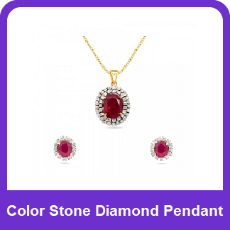 Color Stone with Diamond Pendant
