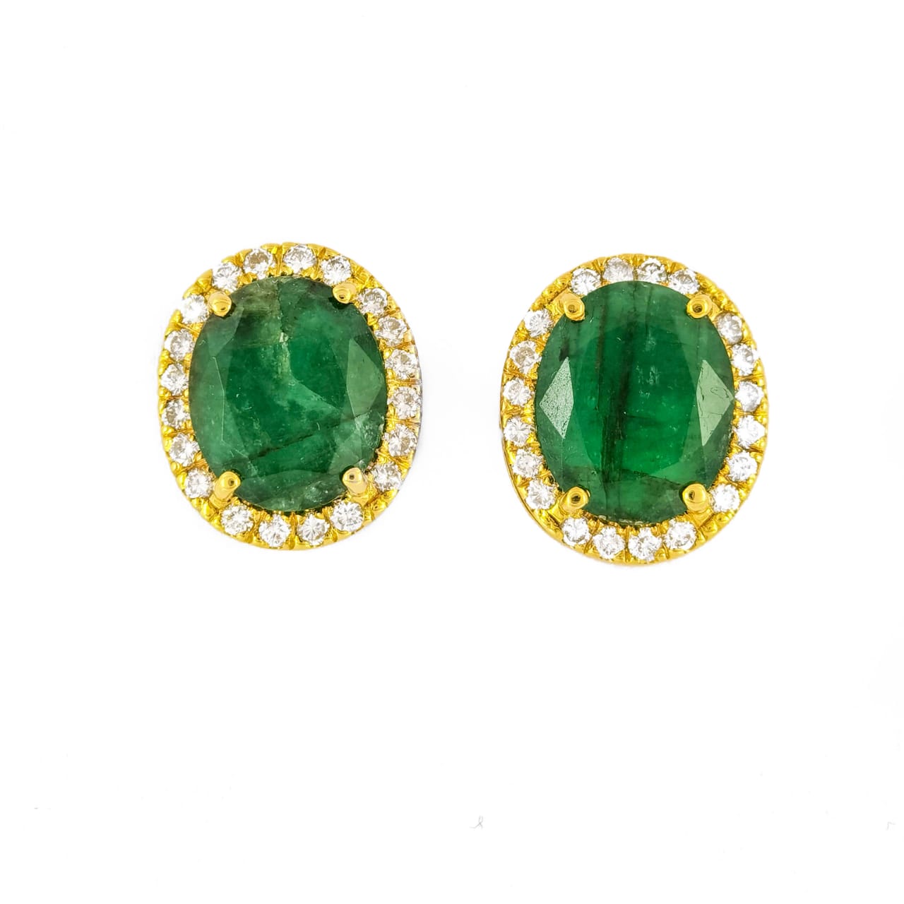 green stone diamond earrings