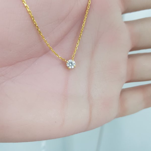 Yellow Gold Solitaire Diamond Pendant - P5426
