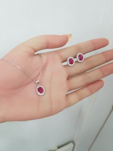White Gold Diamond Set with Natural Rubies - E4887 & P5362