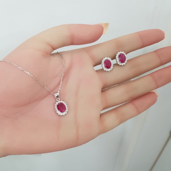 White Gold Diamond Set with Natural Rubies - E4887 & P5362