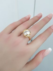 Yellow Gold Diamond Ring with Pearl - R4624