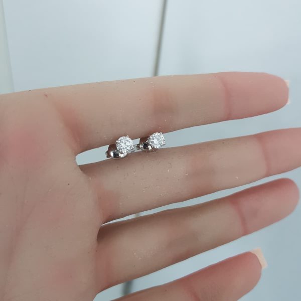 White Gold Diamond Solitaire Studs - E4955