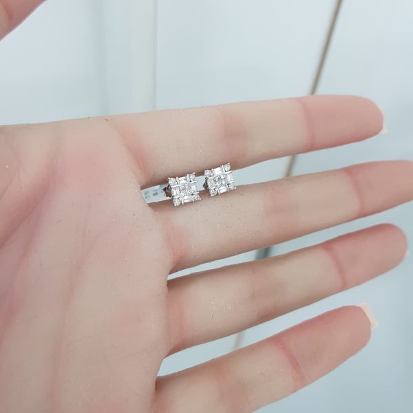 White Gold Diamond Earrings - E3466