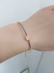 Yellow Gold Diamond Bracelet with Sapphire- B5903