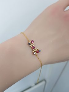 Yellow Gold Diamond Bracelet with Multi Coloured Stones - B5949