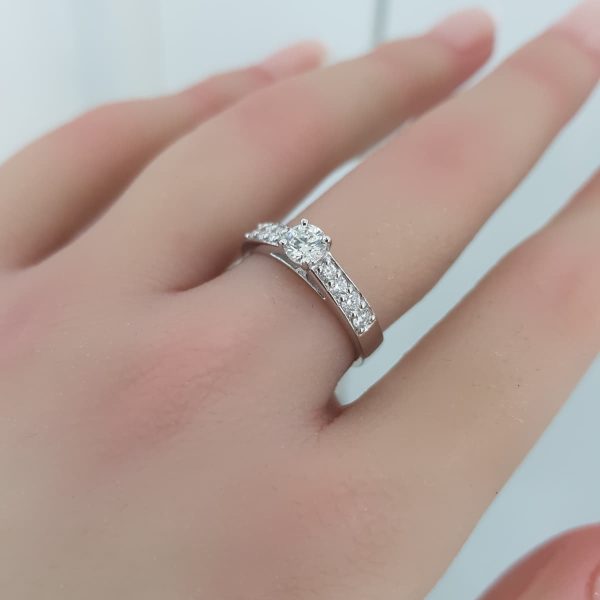 White Gold Solitaire Diamond Ring - R7535