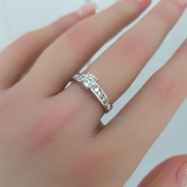 White Gold Solitaire Diamond Ring - R7536