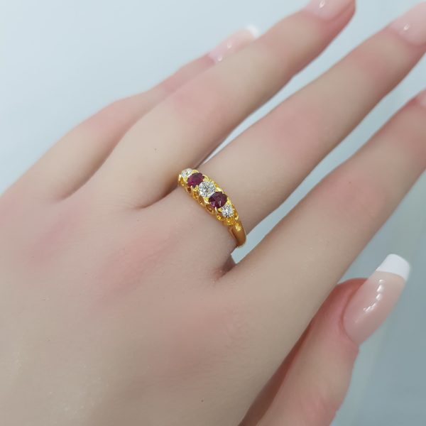 Yellow Gold Diamond Ring with Ruby - R4553