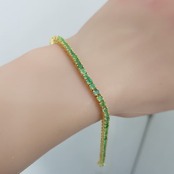 Yellow Gold Bracelet with Natural Emeralds - B5939