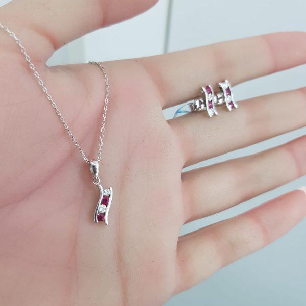 White Gold Diamond and Natural Ruby Set - P5478 & E5013