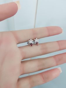 White Gold Diamond Earring with Ruby - E4782