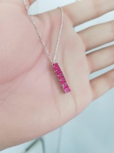 White Gold Red Stone Pendant - P5373