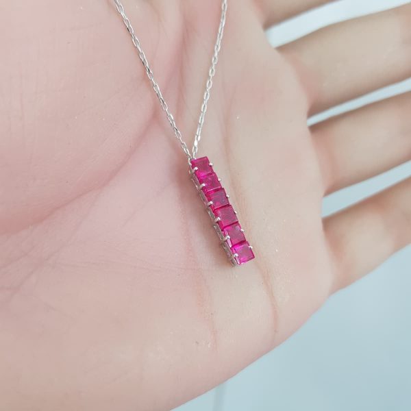 White Gold Red Stone Pendant - P5373