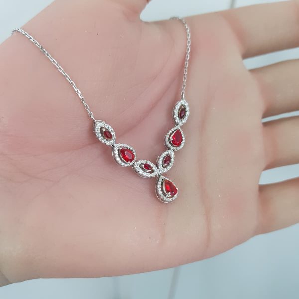 White Gold Diamond Pendant with Natural Ruby - P0992