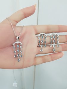 White Gold Diamond Set with Aquamarine - E5028 & P5499