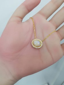 Yellow Gold Diamond Pendant with Opal - P3201