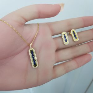Yellow Gold Diamond Set with Natural Sapphires - P5375 & E4900