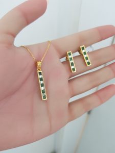 Yellow Gold Diamond Set with Natural Emerald - P5338 & E4863