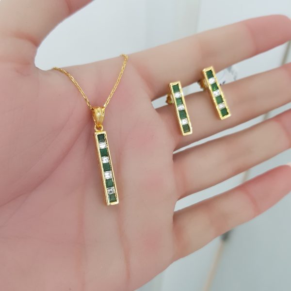 Yellow Gold Diamond Set with Natural Emerald - P5338 & E4863
