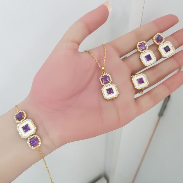 Yellow Gold Diamond Set with Amethyst - E4868, P5342, R4500 & B5900