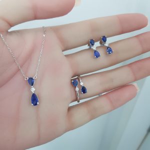 White Gold Diamond Set with Natural Sapphire - R4536, P5376 & E4898