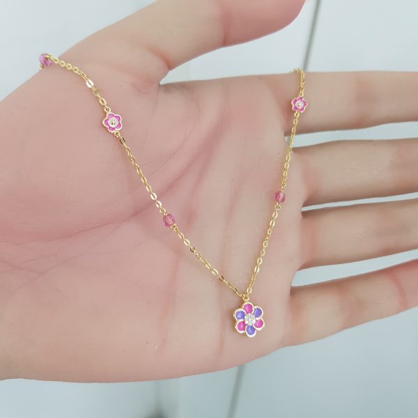 Yellow Gold Diamond Pendant with Color Stones - P5546