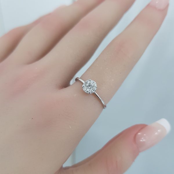 White Gold Solitaire Diamond Ring - R7670