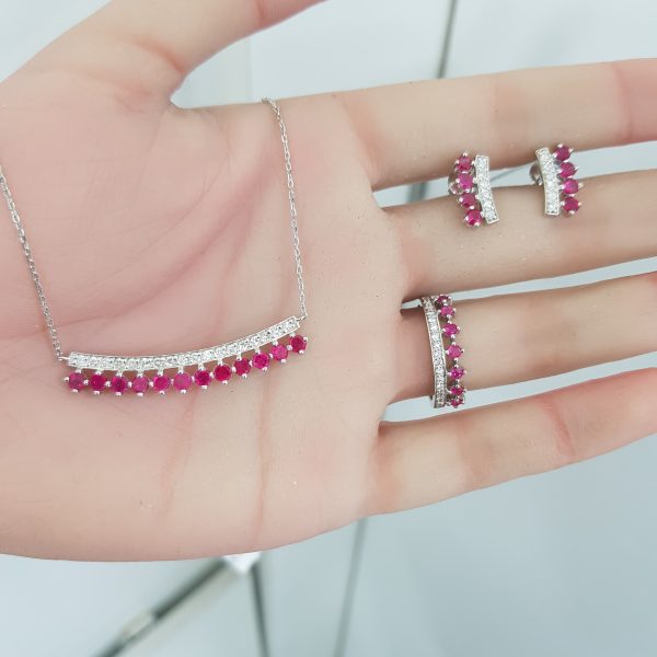 White Gold Diamond Set with Natural Rubies - P5555, E6562 & R7671