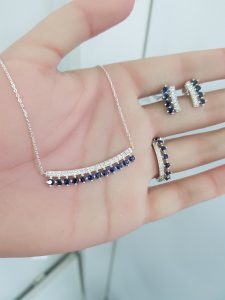 White Gold Diamond Set with Natural Sapphires - P5557, E6564 & R7633