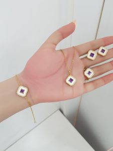 Yellow Gold Diamond Set with Amethyst - P5341, E4867, R4497 & B5897
