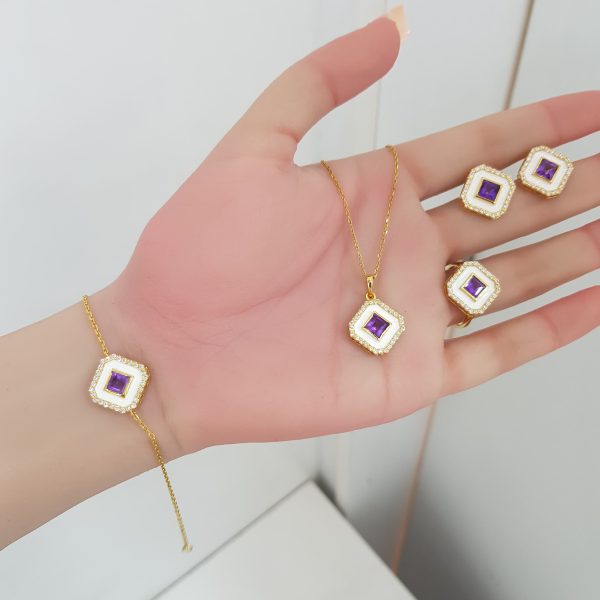 Yellow Gold Diamond Set with Amethyst - P5341, E4867, R4497 & B5897