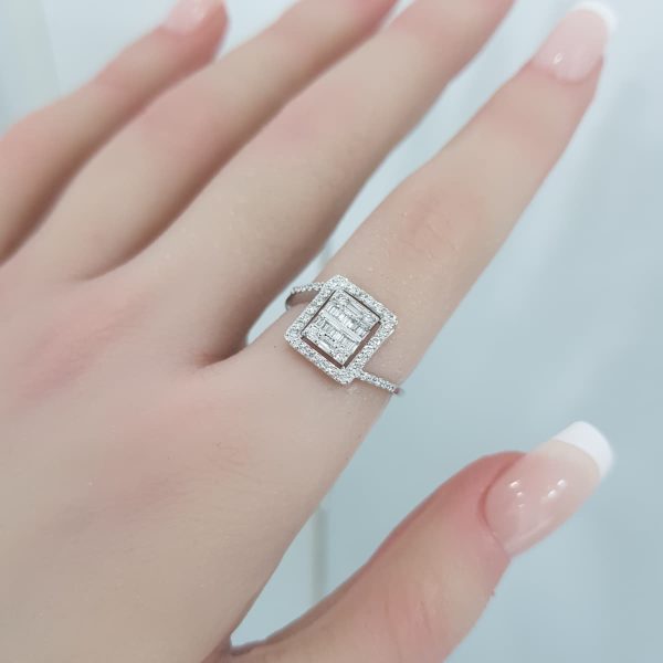 White Gold Diamond Ring - R7675