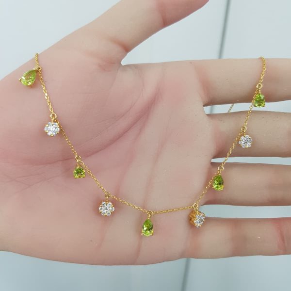 Yellow Gold Diamond Choker with Peridot- P5565