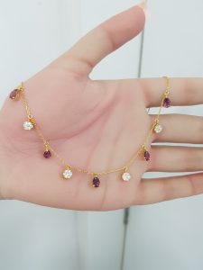 Yellow Gold Diamond Choker with Garnet - P5563