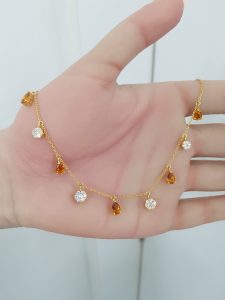 Yellow Gold Diamond Choker with Citrine - P5540
