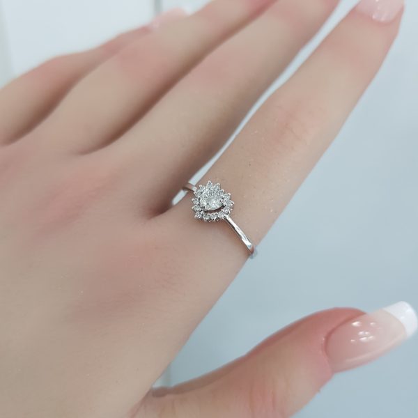 White Gold Diamond Solitaire Ring (Heart Cut) 0.25 ct - R7686
