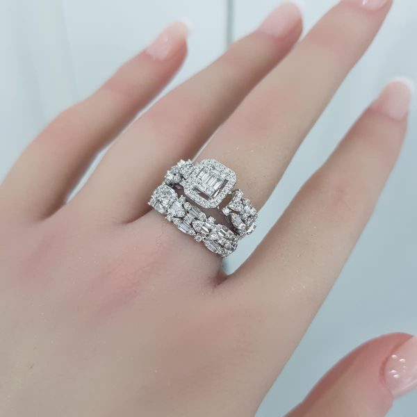 White Gold Diamond Twince Ring - T3735
