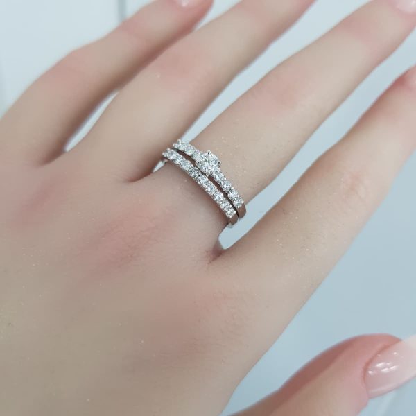 White Gold Diamond Twince Ring - T3738