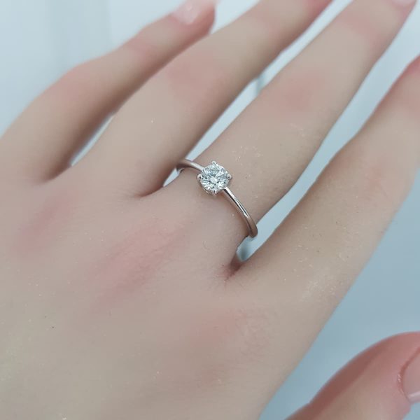 White Gold Solitaire Diamond Ring - R7688