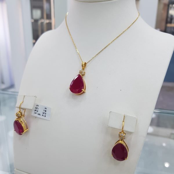 Yellow Gold Diamond Set with Natural Rubies - P5346 ,R4504 & E4891