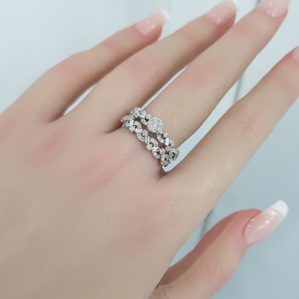 White Gold Diamond Twince Ring - T3734