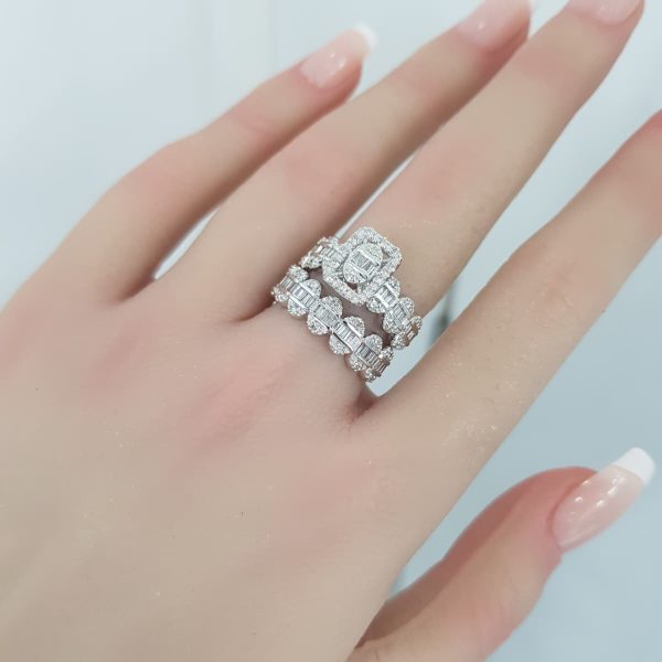 White Gold Diamond Twince Rings - T3741