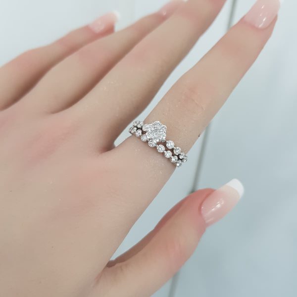 White Gold Diamond Twince Rings - T3722