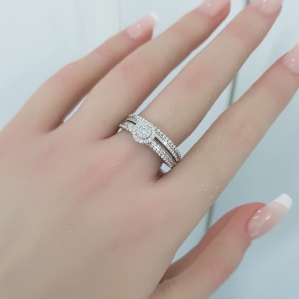 White Gold Diamond Twince Rings - T3729