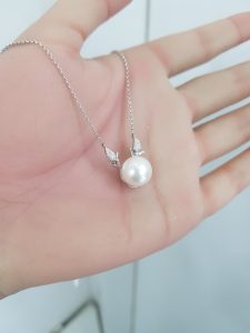 White Gold Diamond Pendant with Pearl - P5480