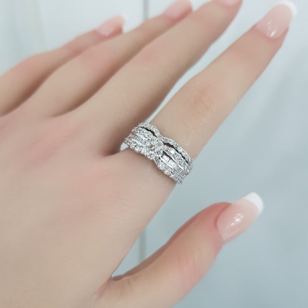 White Gold Diamond Twince Rings - T3716
