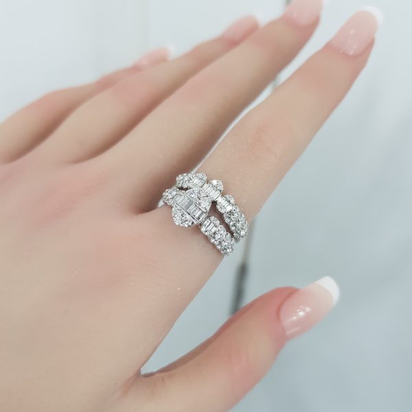 White Gold Diamond Twince Rings - T3732