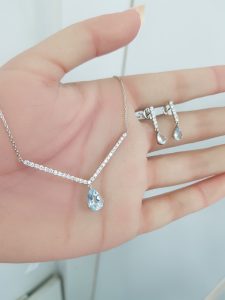 White Gold Diamond Set with Aquamarine- P5581 & E6521