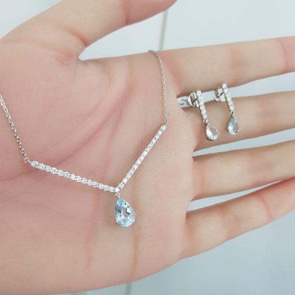 White Gold Diamond Set with Aquamarine- P5581 & E6521